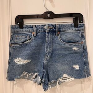 Blank NYC high rise distressed blue shorts